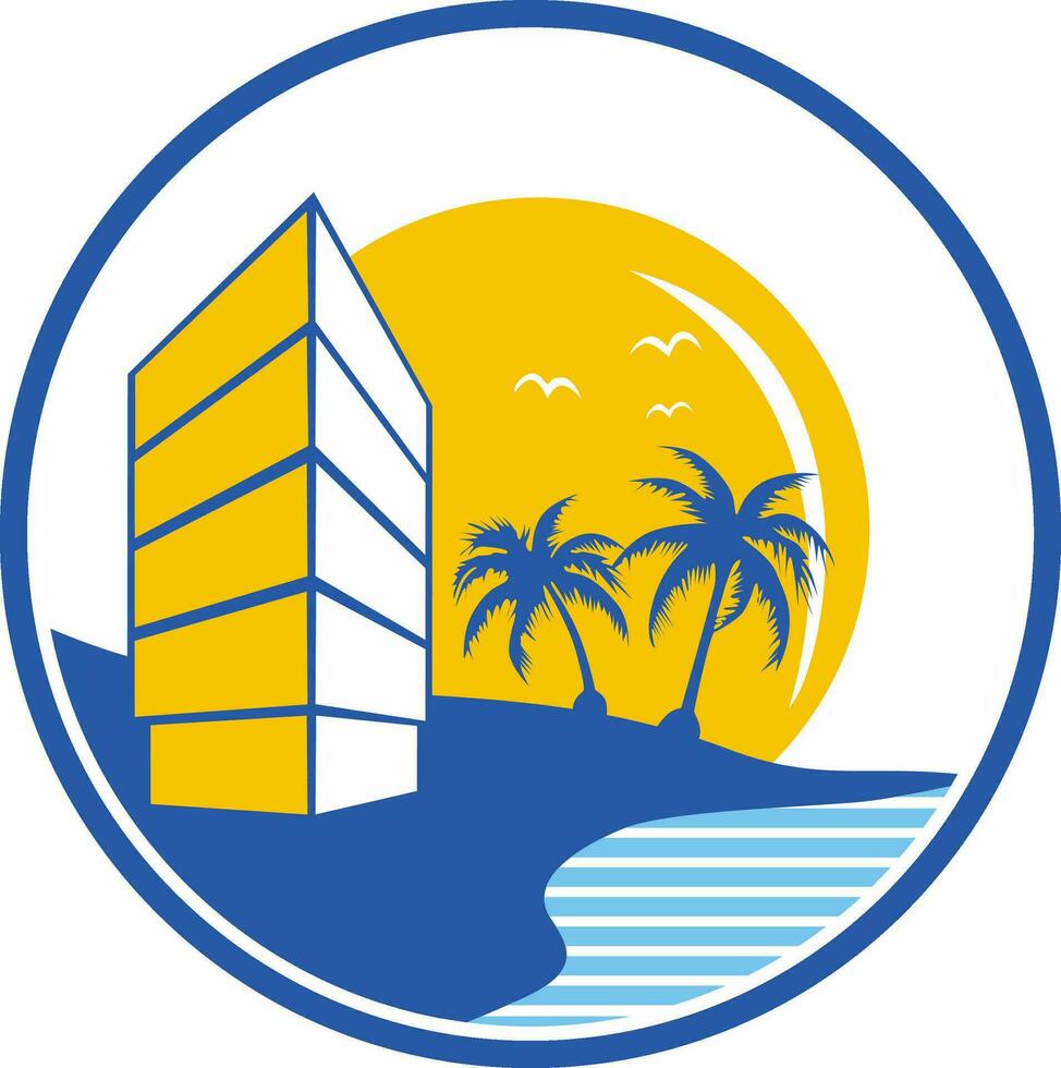 beach hotel vector logo