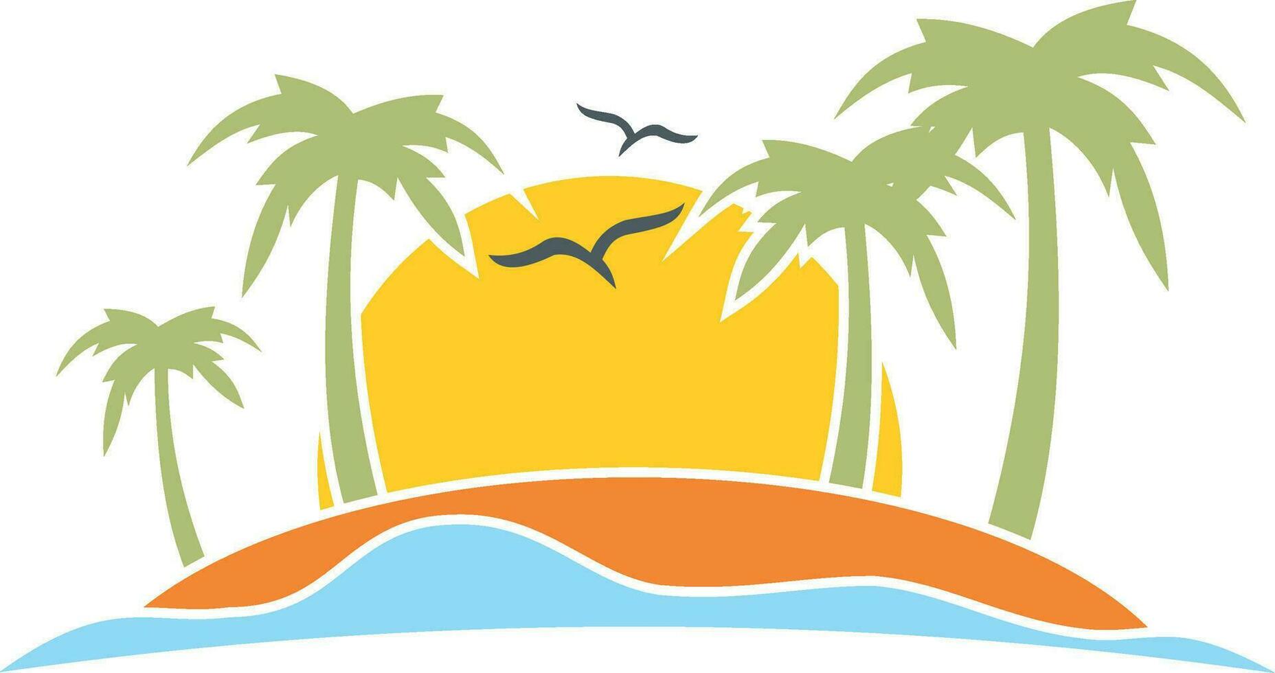 beach palm tree sun vector design