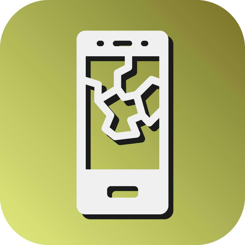 Broken Phone Vector Glyph Gradient Background Icon For Personal And Commercial Use.