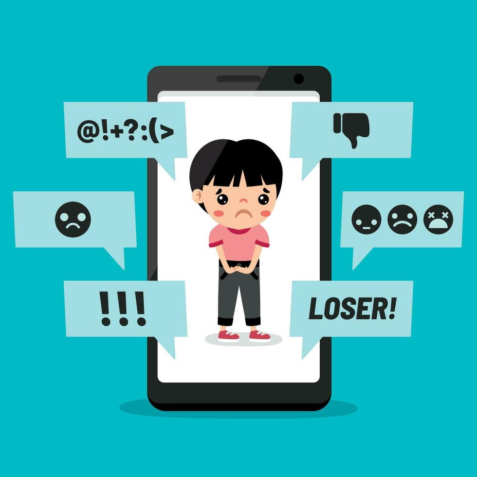 Cartoon Drawing Of Cyber Bullying vector