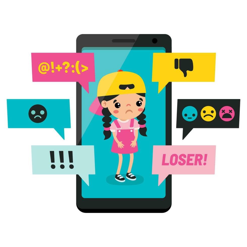 Cartoon Drawing Of Cyber Bullying vector