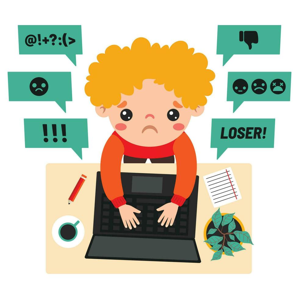 Cartoon Drawing Of Cyber Bullying vector