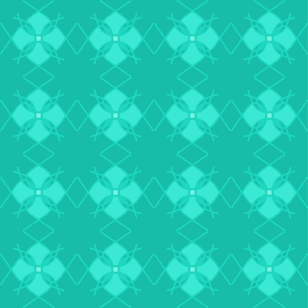 blue turquoise aqua menthe vintage floral interior seamless flat design background vector illustration