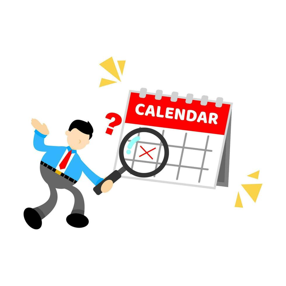 businessman worker and calendar schedule cartoon doodle flat design style vector illustration