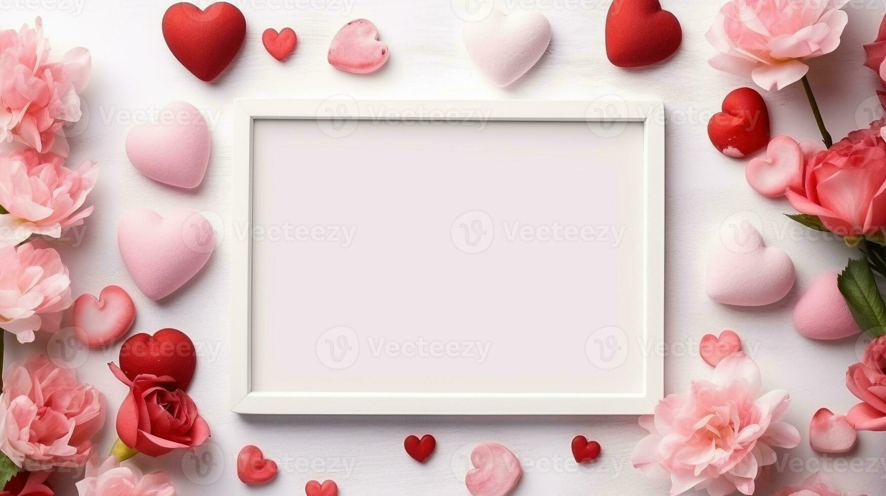 AI generated Floral love announcement ai generated frame mock up photo