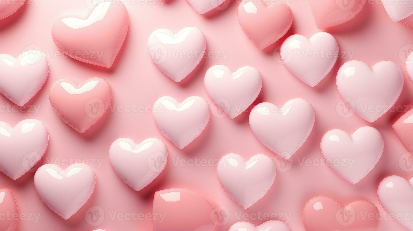 AI generated Pastel glossy pink valentines hearts ai generated background image photo