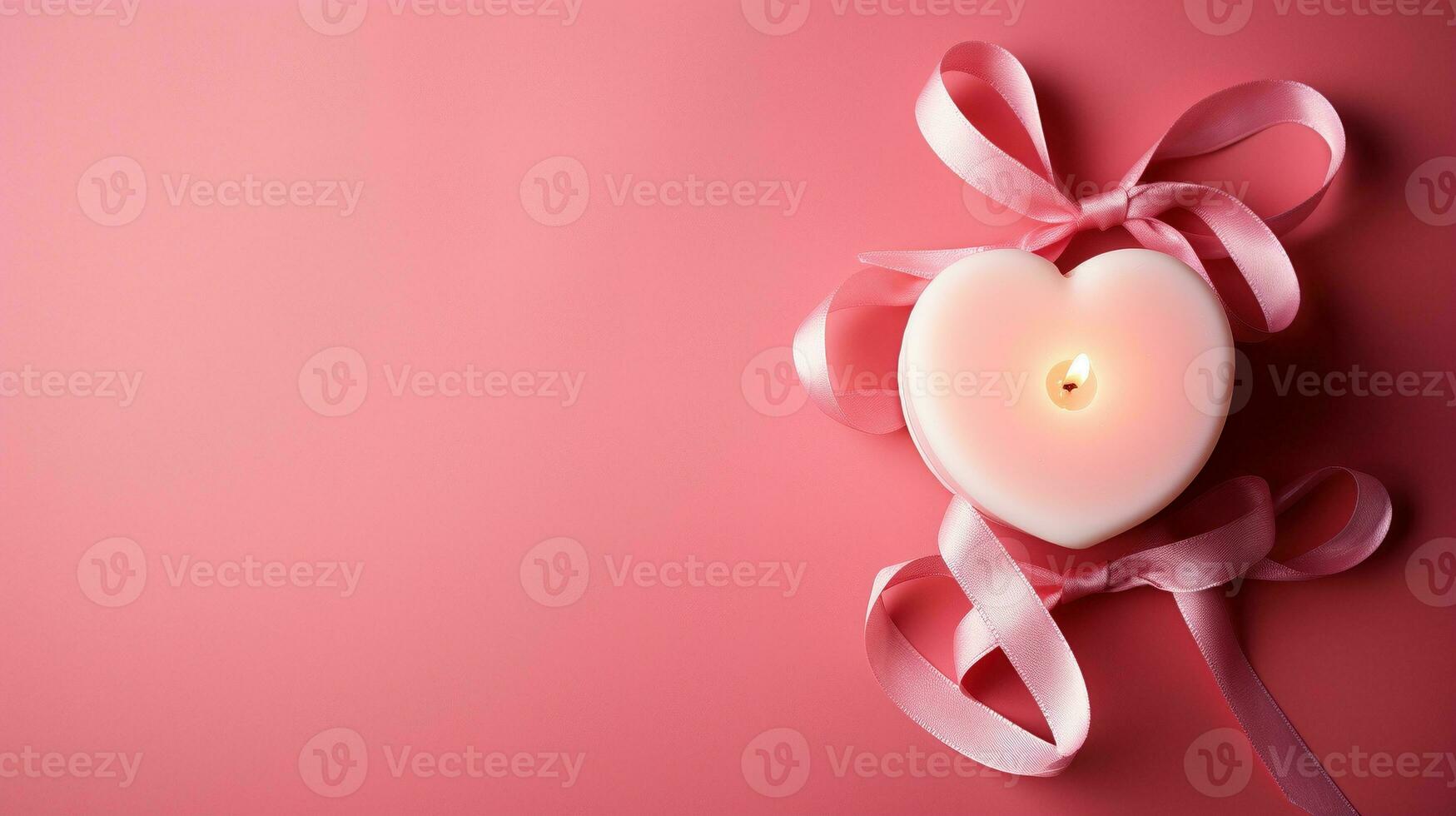 AI generated Heart shaped candle valentine day ai generated banner background copy space photo