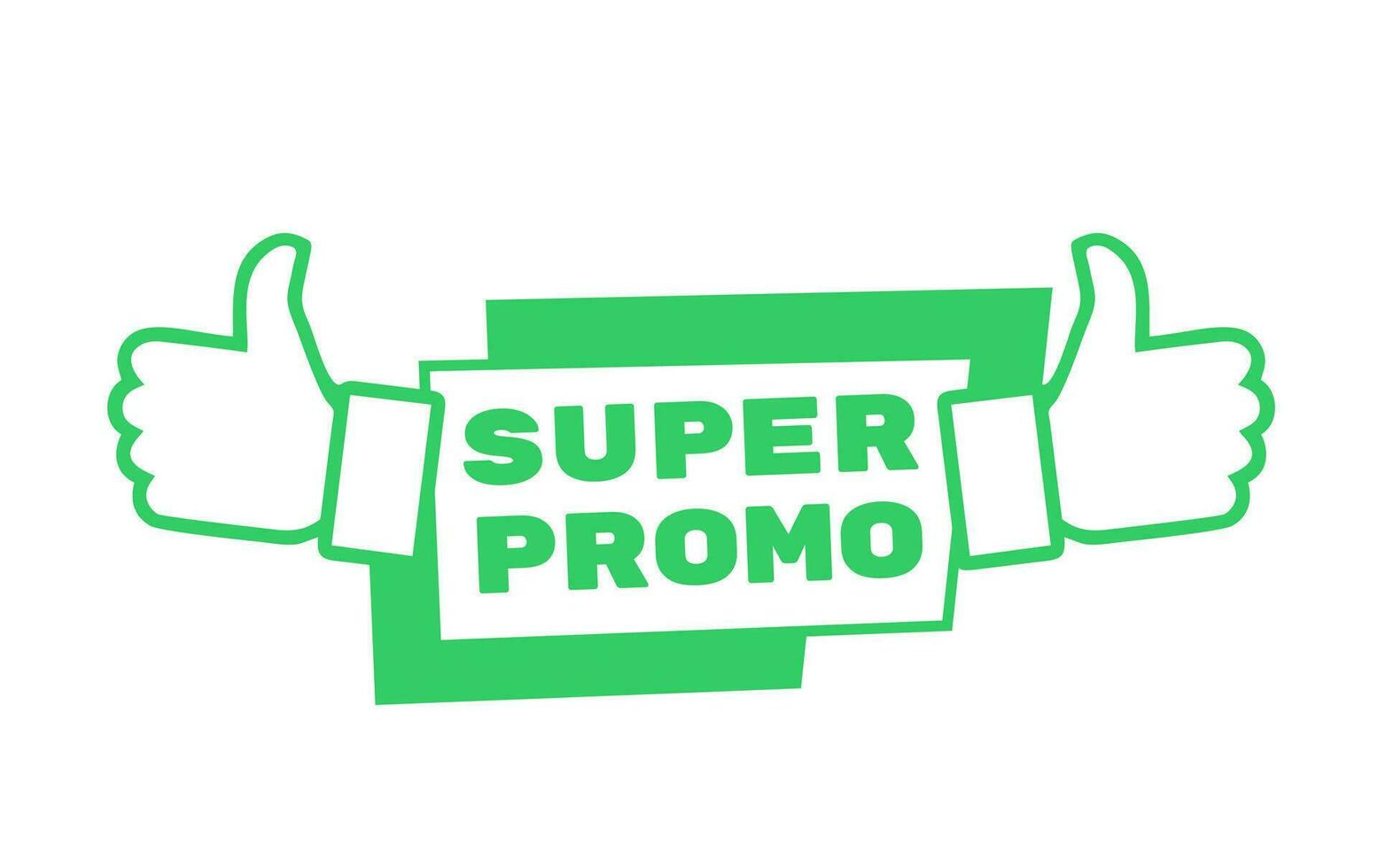 Super Promo Thumb Tag Banner Illustration. Green Vector Element for shop retail