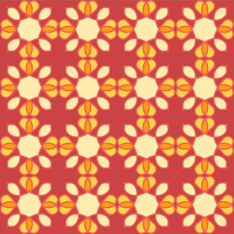 yellow red mandala floral creative seamless design background vector