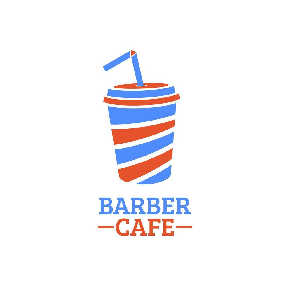 Red Blue Barber Shop Cafe coffee mug logo concept design illustration vector
