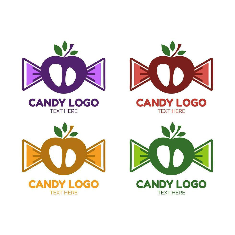 apple candy bonbon sweet sugar logo icon simple concept design vector illustration