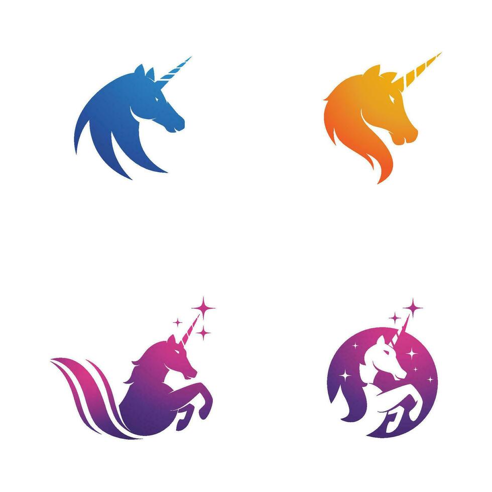 Ilustración de vector de icono de logotipo de unicornio