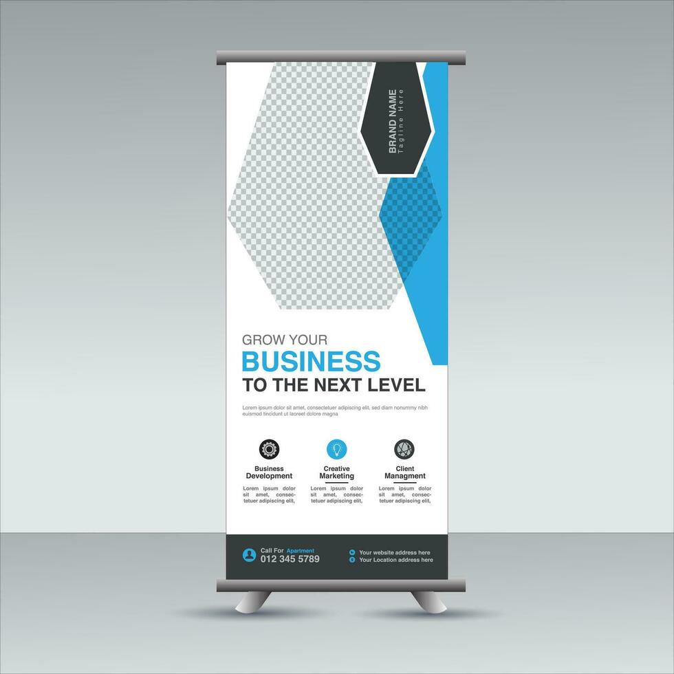 creative vector blue roll up banner design