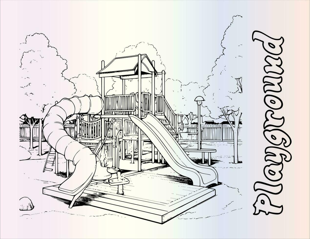 Children's Playground Coloring Pages Drawing For Kids vector
