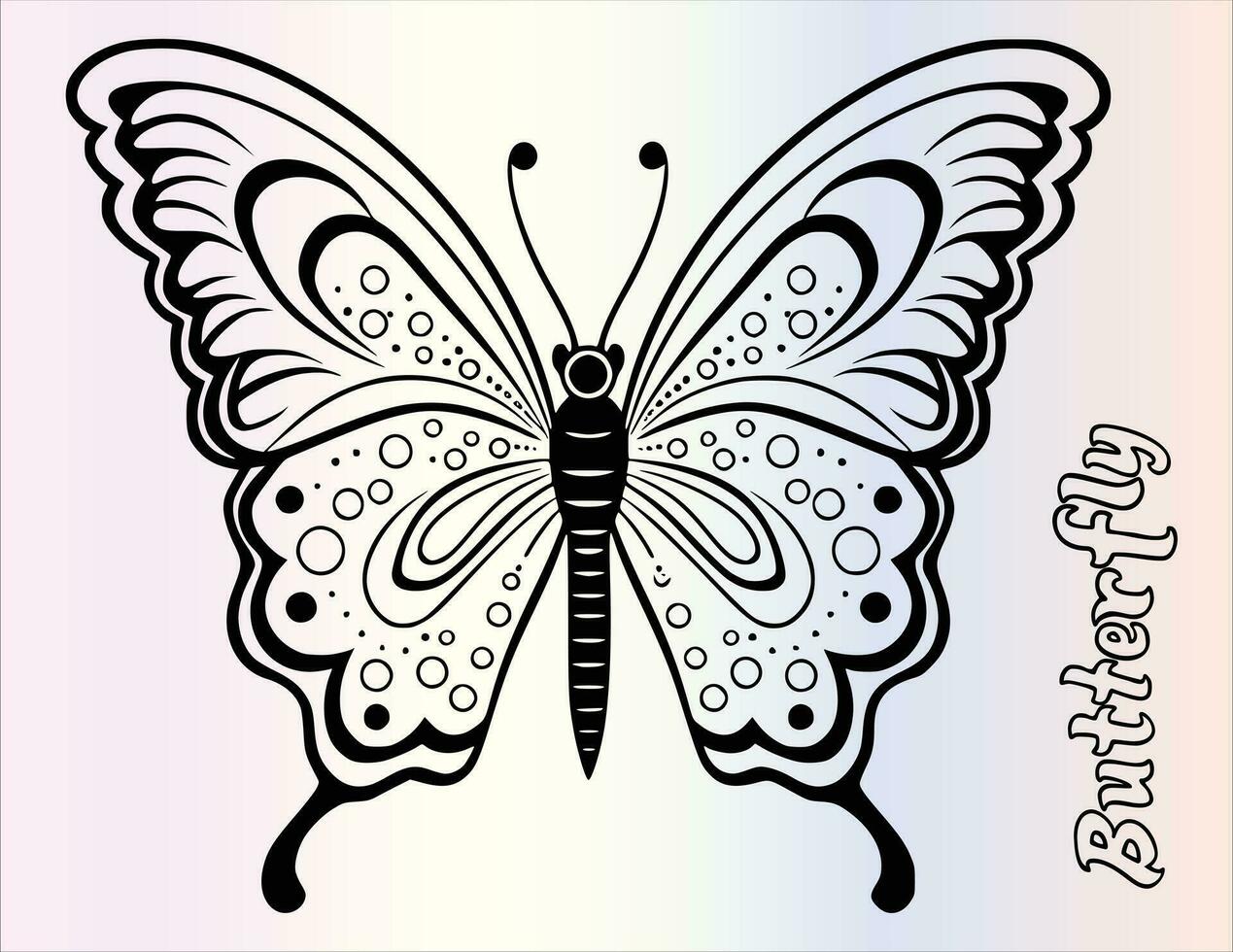 Cute Butterfly Coloring Page Drawing For Kids vector