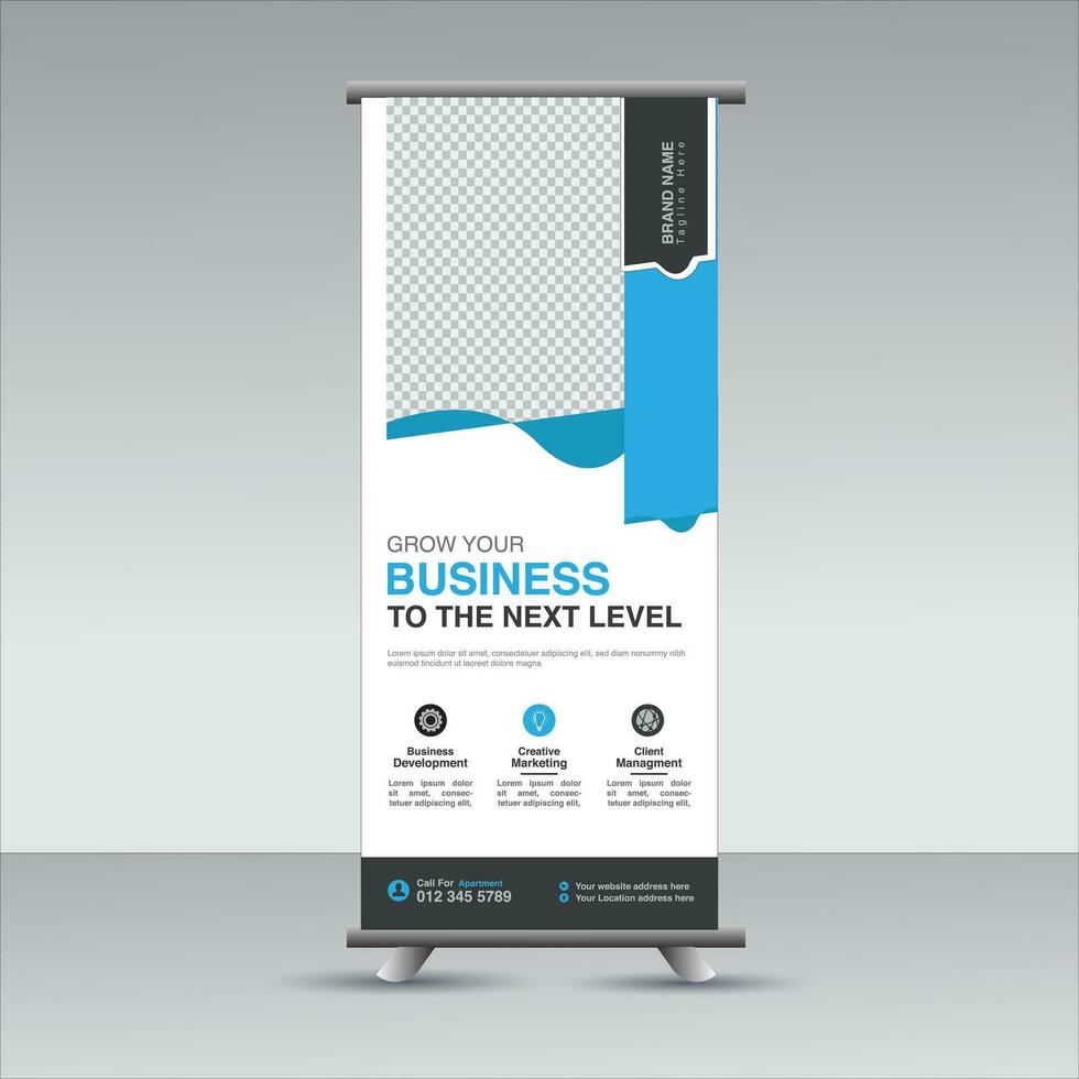 creative vector blue roll up banner design