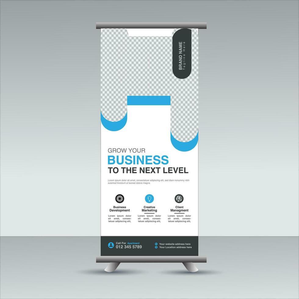 creative vector blue roll up banner design