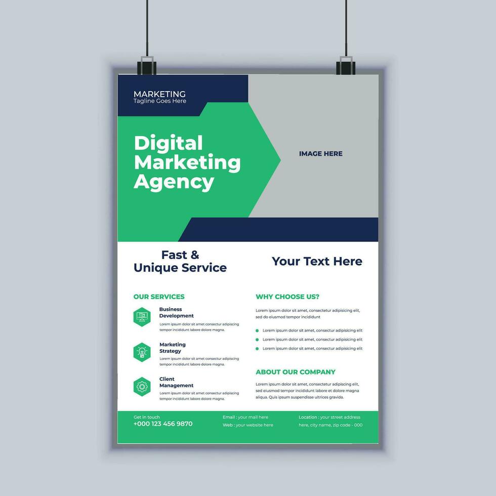 Modern digital marketing agency business flyer design template vector