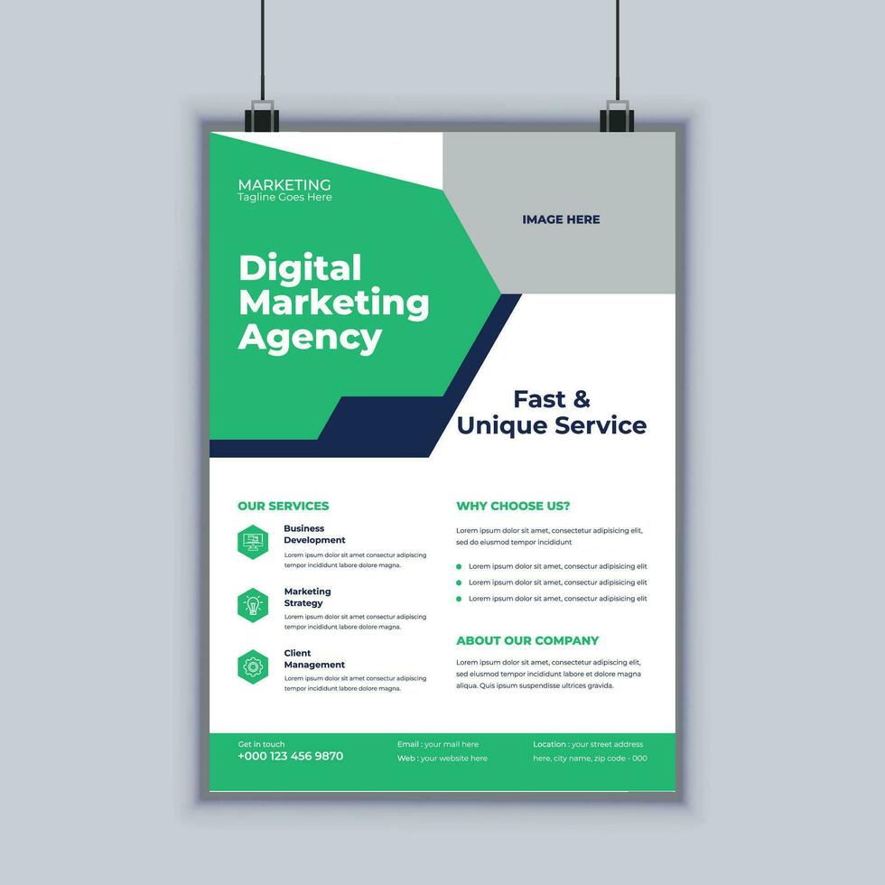 Modern digital marketing agency business flyer design template vector