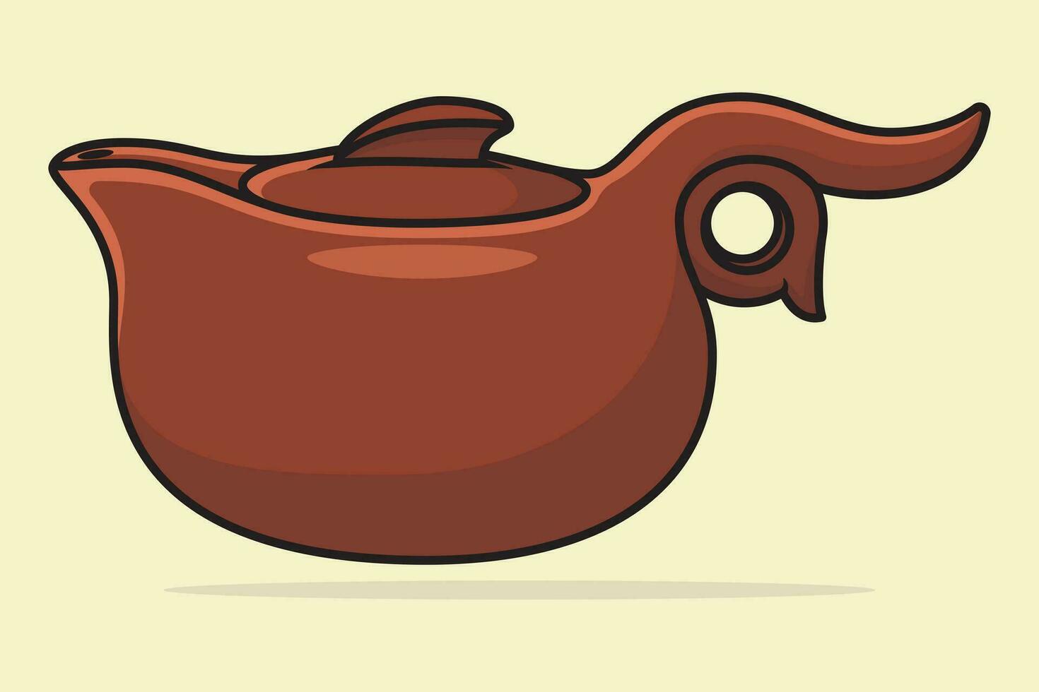 Restaurant Teapot with Closed Lid vector illustration. Kitchen interior object icon concept. Brown metal teapot icon design with shadow.