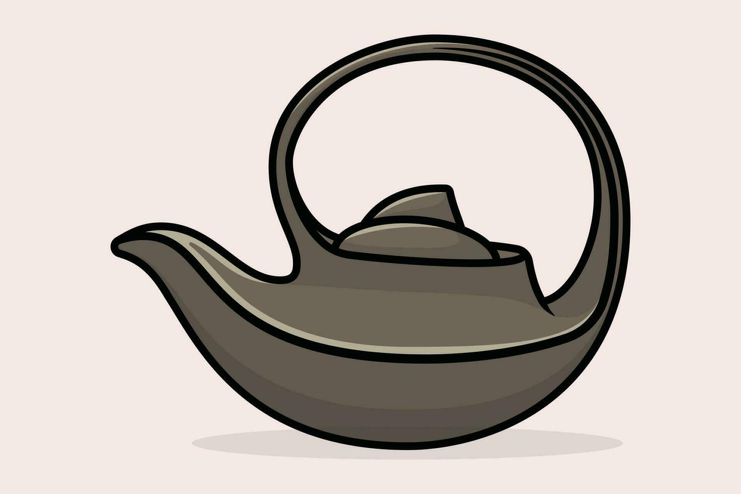 House Unique Tea Kettle vector illustration. Kitchen interior object icon concept. Kitchen Teapot with closed lid icon design with shadow. Clay teakettle vector design icon.