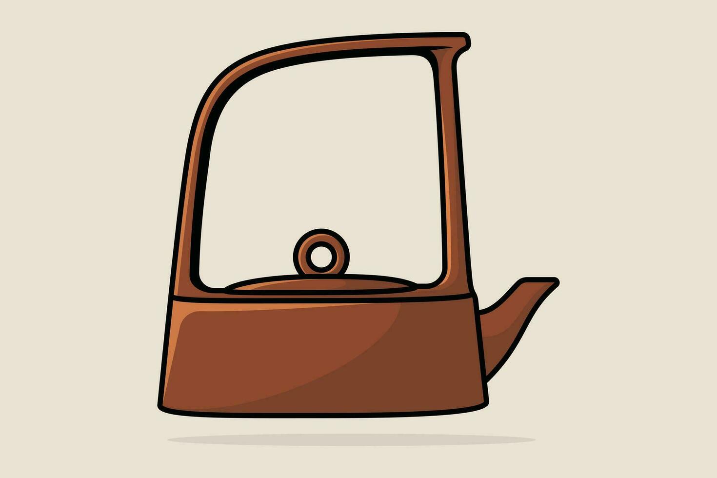 Restaurant Teapot with Closed Lid vector illustration. Kitchen interior object icon concept. Brown metal teapot icon design with shadow.