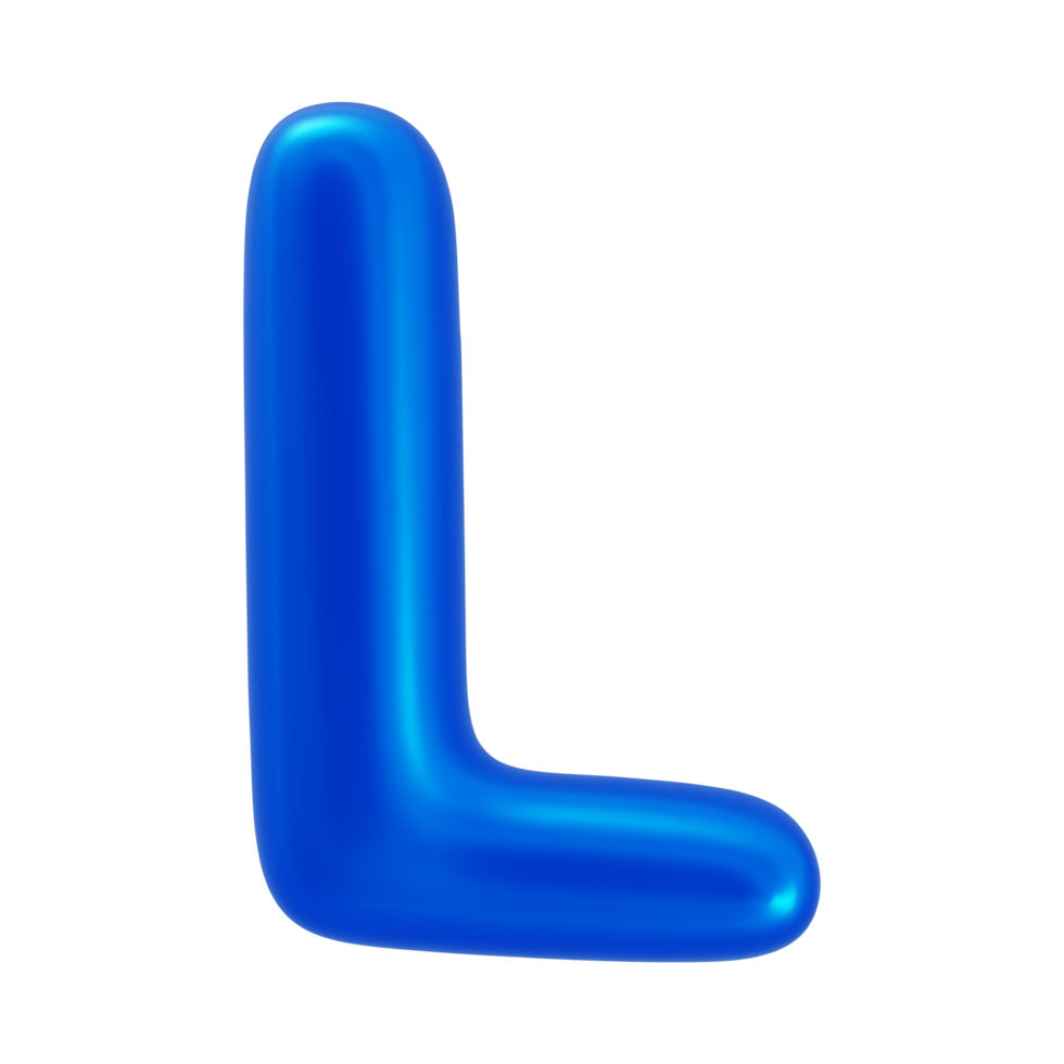 3d alphabet letter l with blue color png