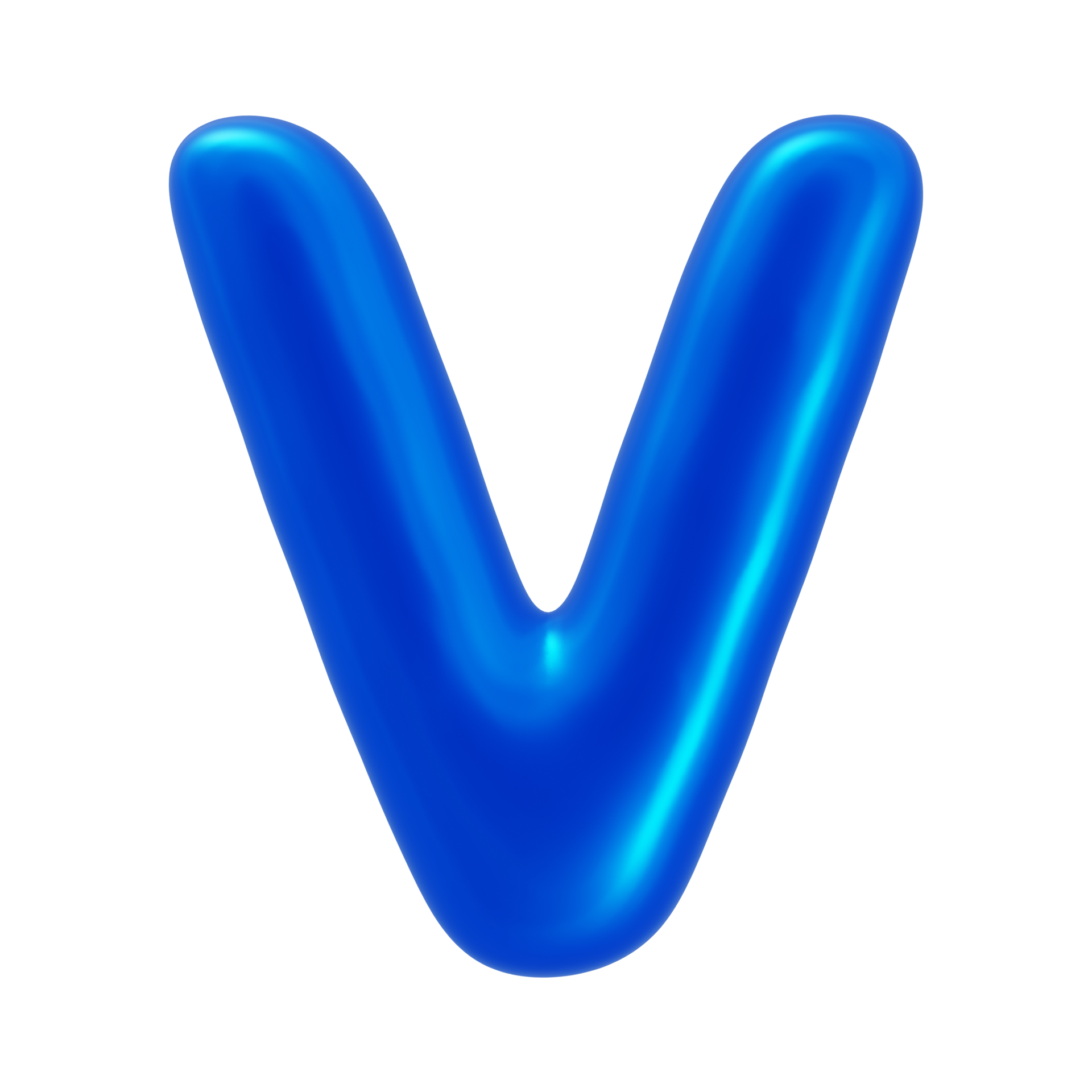 3d alfabeto carta v com azul cor 35750778 PNG