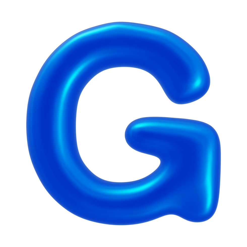 3d alphabet letter g with blue color png