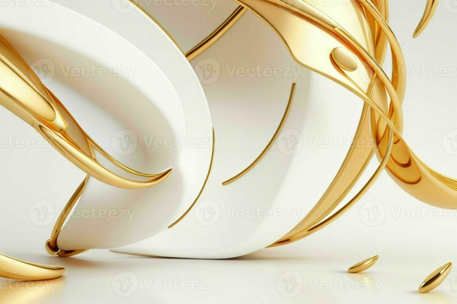 AI generated 3d rendering luxury white and golden abstract background. Pro Photo