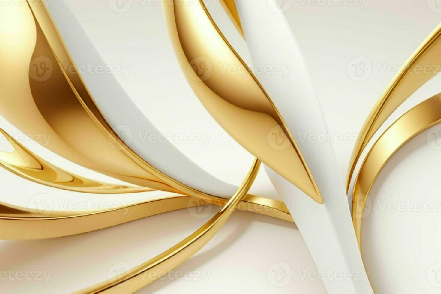 AI generated 3d rendering luxury white and golden abstract background. Pro Photo