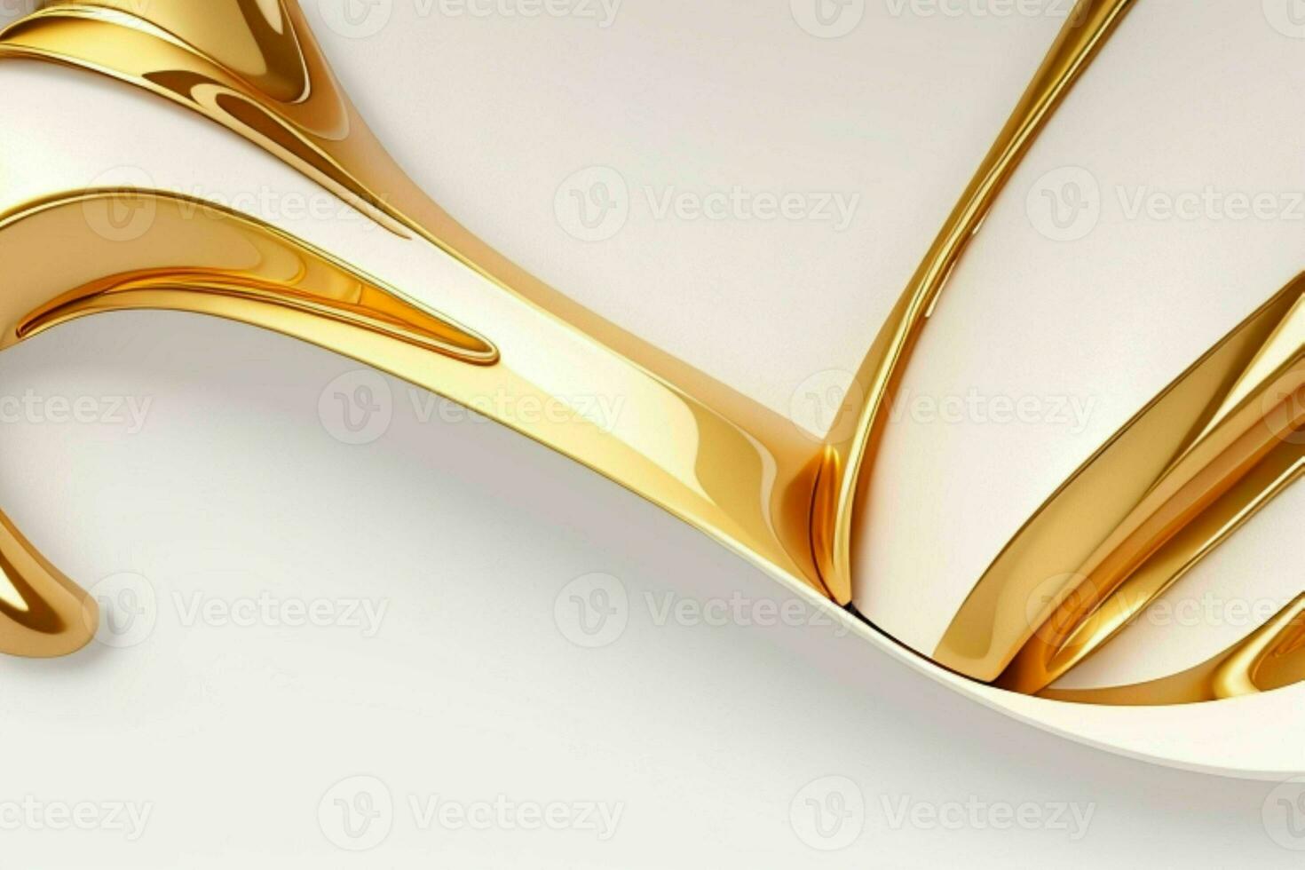 AI generated 3d rendering luxury white and golden abstract background. Pro Photo