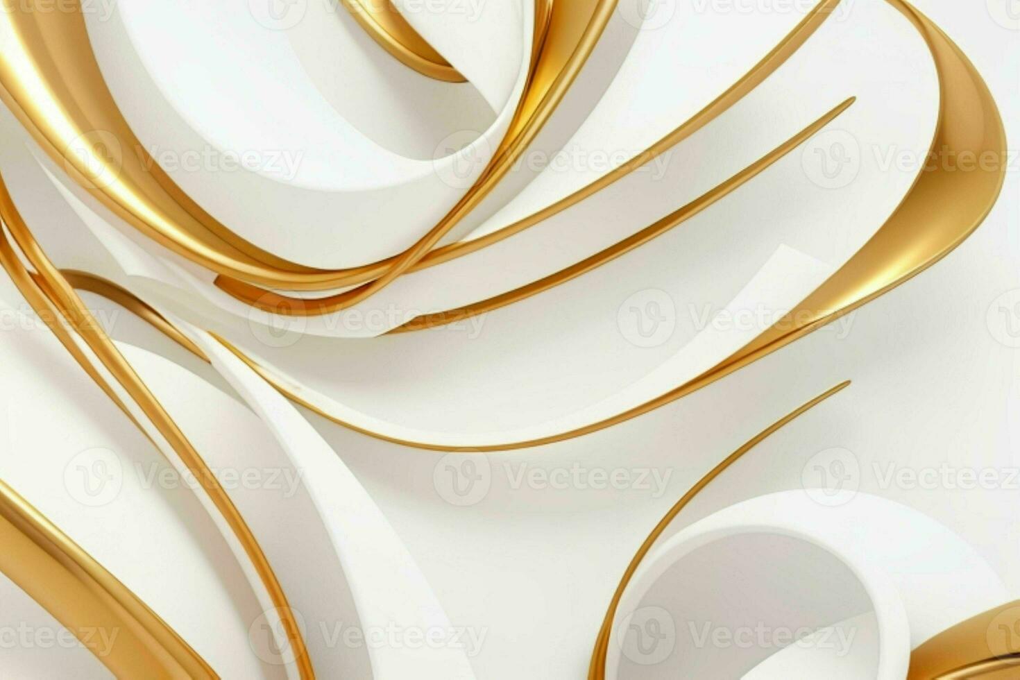AI generated 3d rendering luxury white and golden abstract background. Pro Photo