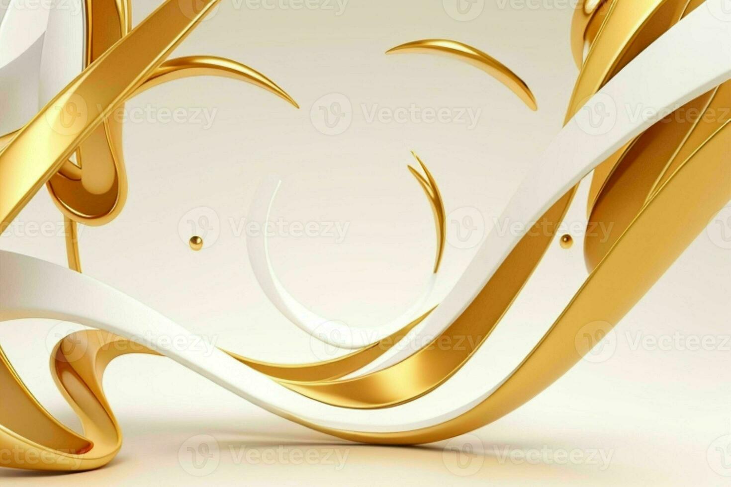 AI generated 3d rendering luxury white and golden abstract background. Pro Photo