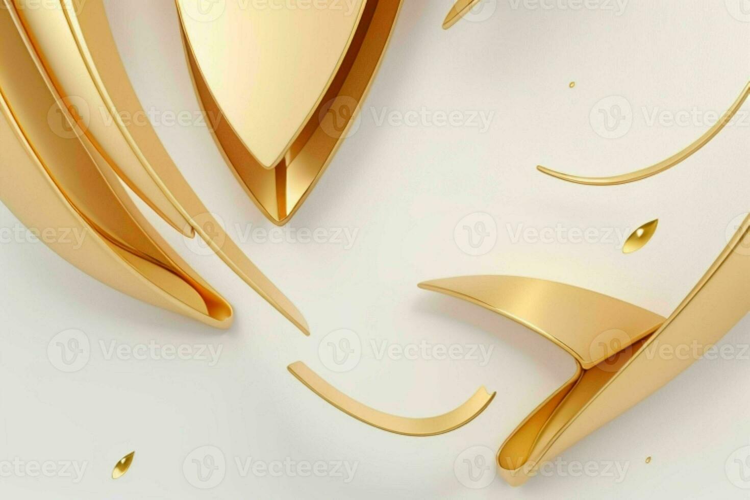AI generated 3d rendering luxury white and golden abstract background. Pro Photo