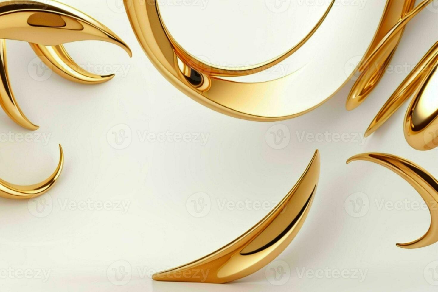 AI generated 3d rendering luxury white and golden abstract background. Pro Photo