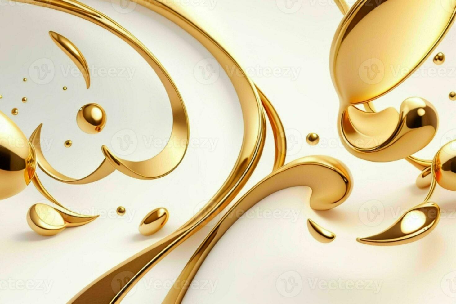 AI generated 3d rendering luxury white and golden abstract background. Pro Photo