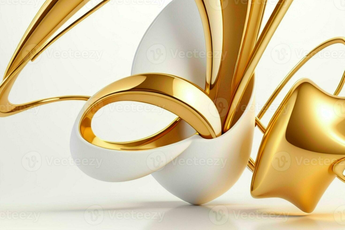 AI generated 3d rendering luxury white and golden abstract background. Pro Photo