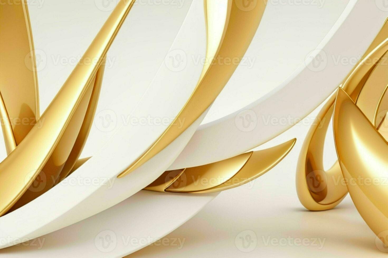 AI generated 3d rendering luxury white and golden abstract background. Pro Photo