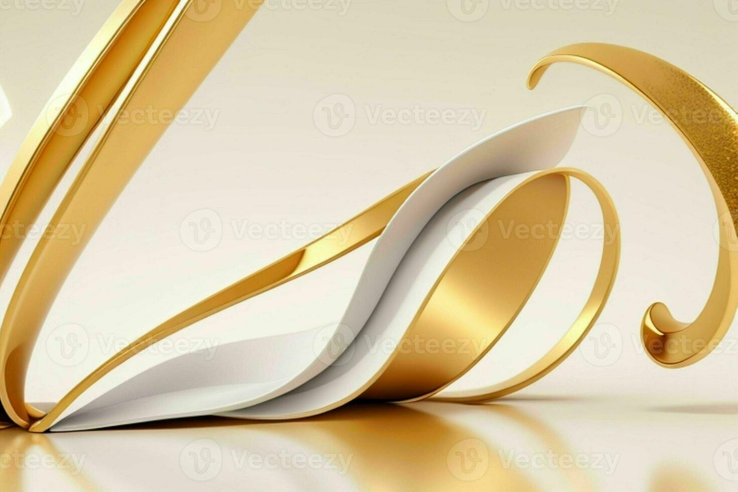 AI generated 3d rendering luxury white and golden abstract background. Pro Photo