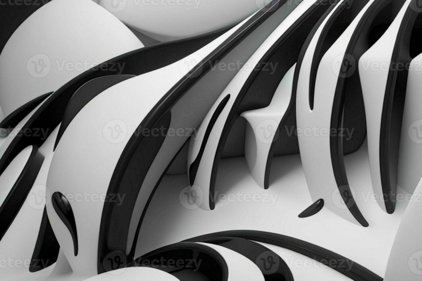 AI generated 3d rendering luxury white and black abstract background. Pro Photo