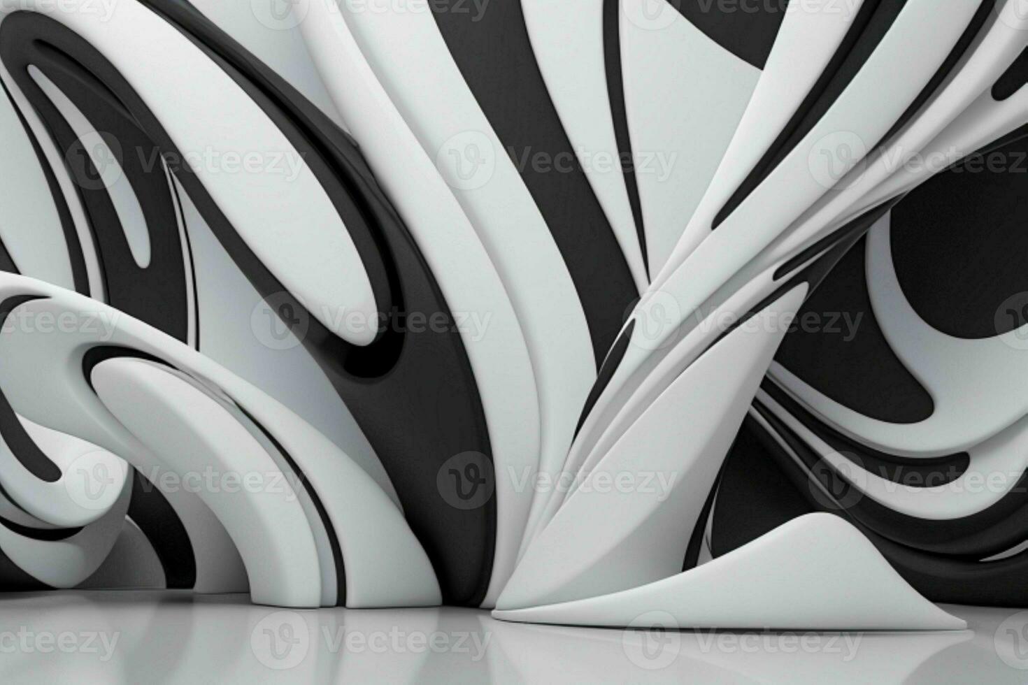 AI generated 3d rendering luxury white and black abstract background. Pro Photo