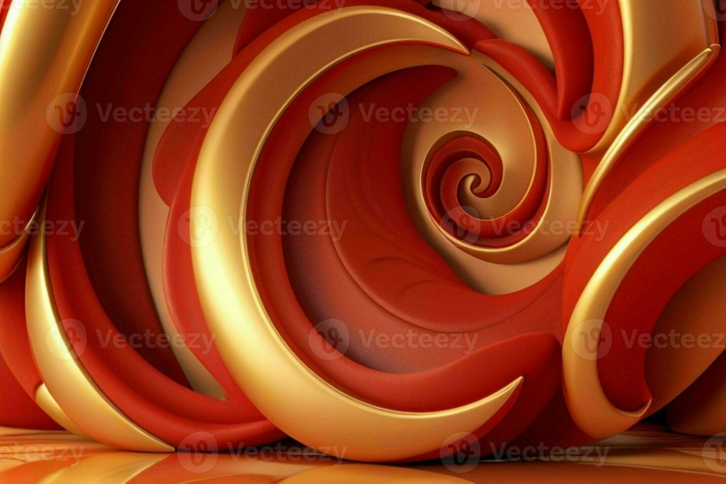 AI generated 3d rendering luxury red and golden abstract background. Pro Photo