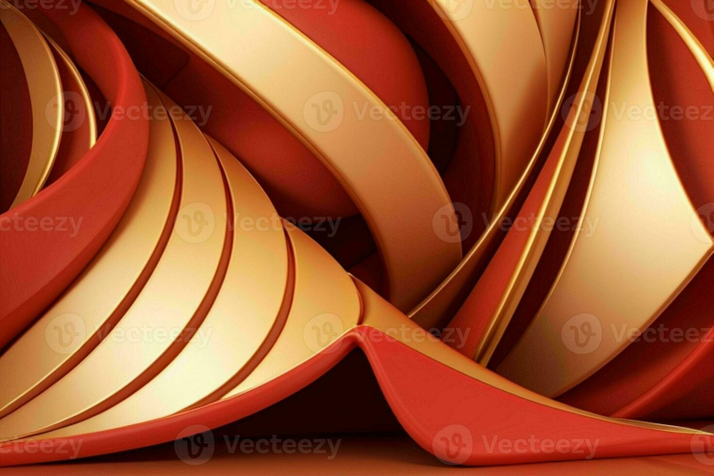 AI generated 3d rendering luxury red and golden abstract background. Pro Photo