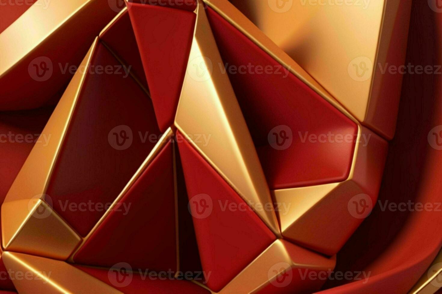 AI generated 3d rendering luxury red and golden abstract background. Pro Photo