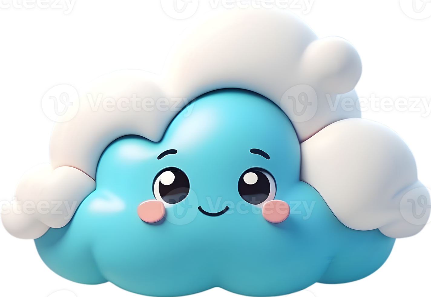 AI generated blue soft cloud cute png