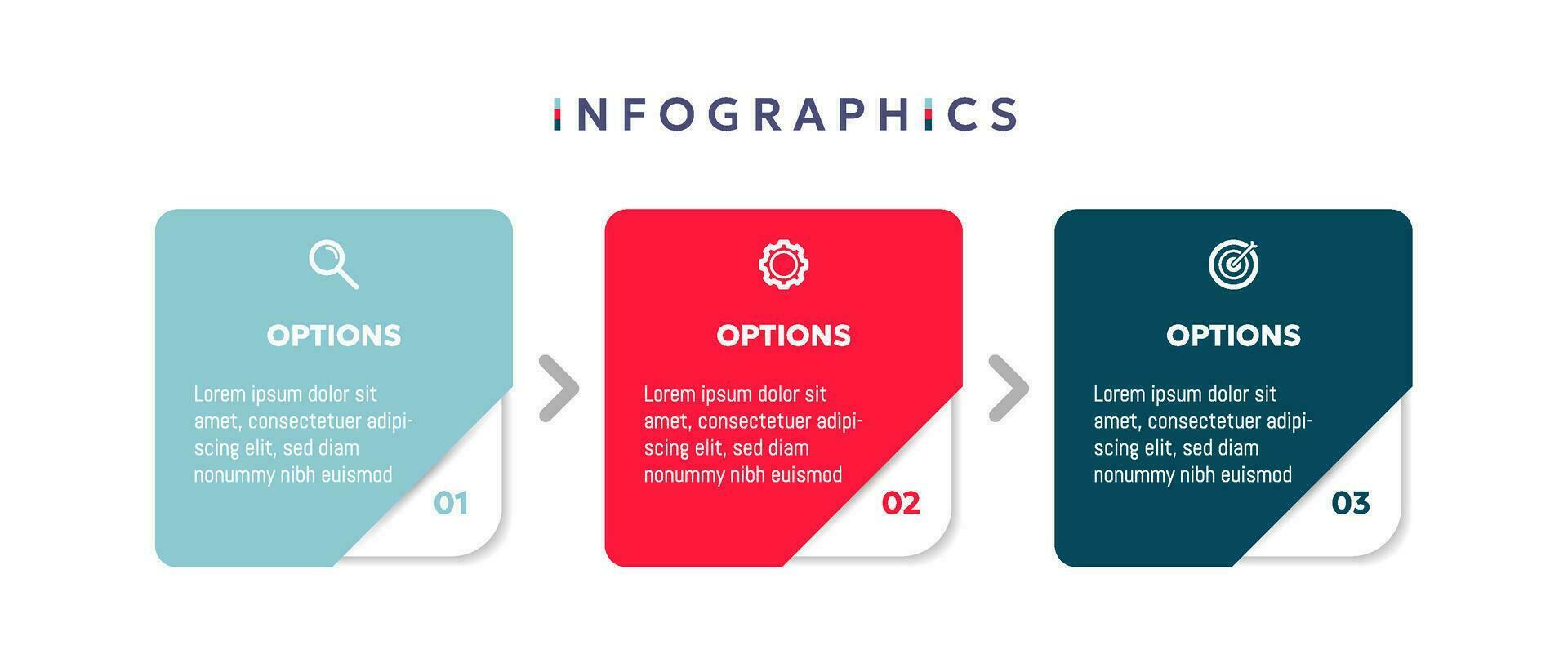 Modern business infographic template with 3 options or step icons. vector