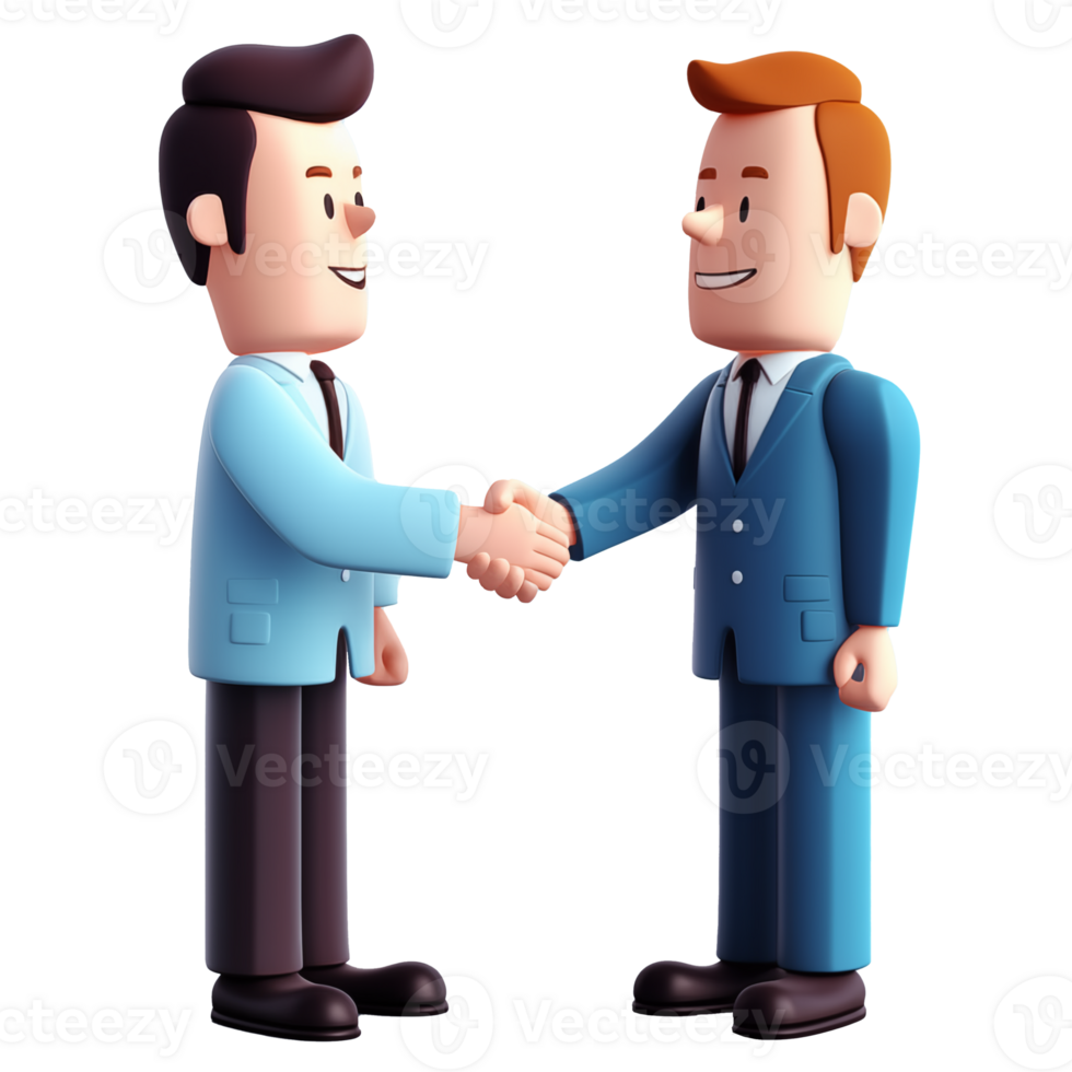 AI generated Business man shaking hands, 3d design. Suitable for business and teamwork png