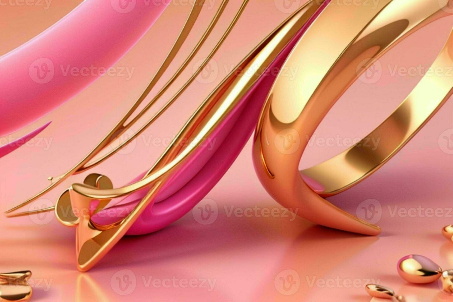 AI generated 3d rendering luxury pink and golden abstract background. Pro Photo