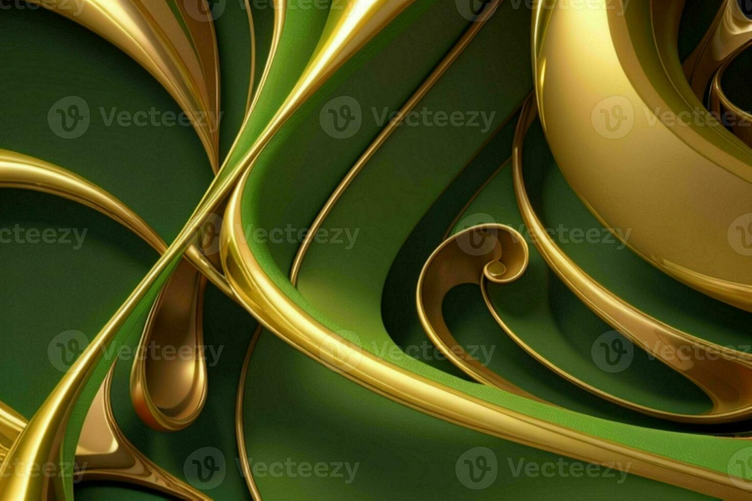 ai generado 3d representación lujo verde y dorado resumen antecedentes. Pro foto